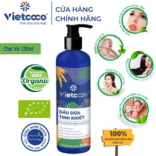 Dầu dừa tinh khiết Vietcoco - chai vòi xịt 250ml ( MẪU MỚI)