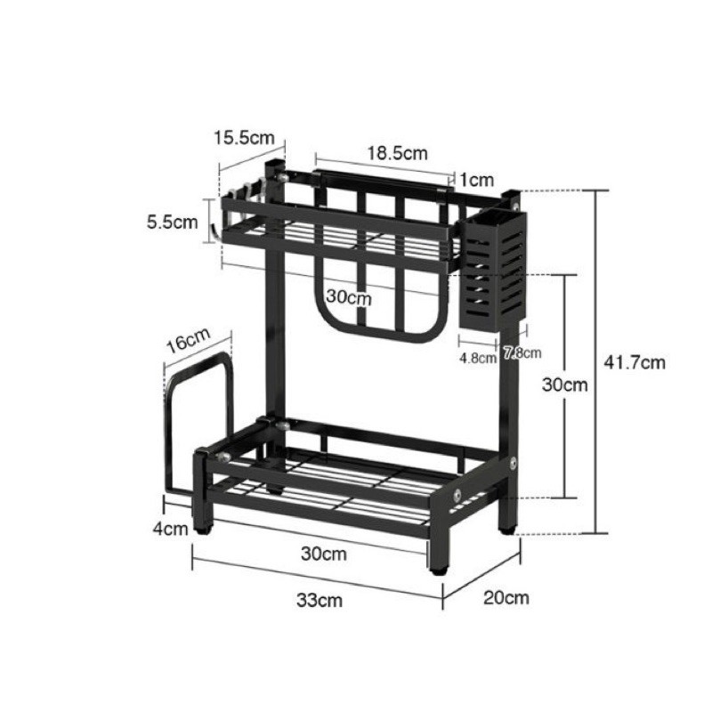 COMBO kệ gia vị 2 tầng + kệ chén đĩa 85cm bản đầy đủ ống đua, giá dao thơt,  CAO CẤP chống rỉ