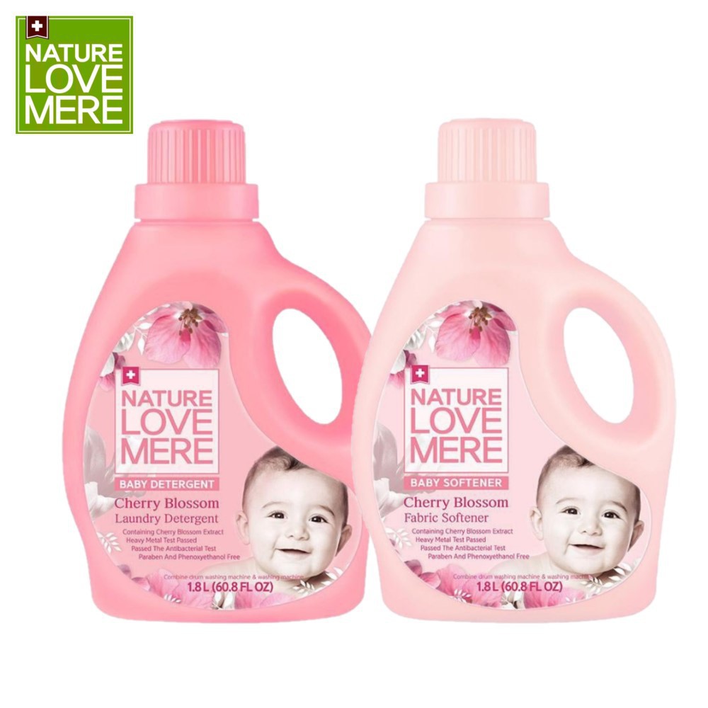 Combo Nước giặt và nước xả Nature Love Mere hương hoa anh đào Cherry Blossom chai 1.8L/ túi 1.3L