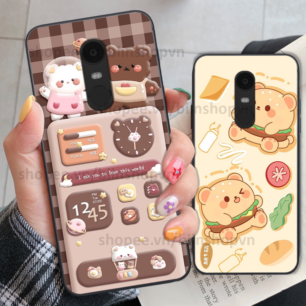 Ốp Xiaomi Redmi Note 4/ Note 4x / Redmi 5 Plus in hình gấu chocolate kẹo ngọt siêu đẹp siêu xinh