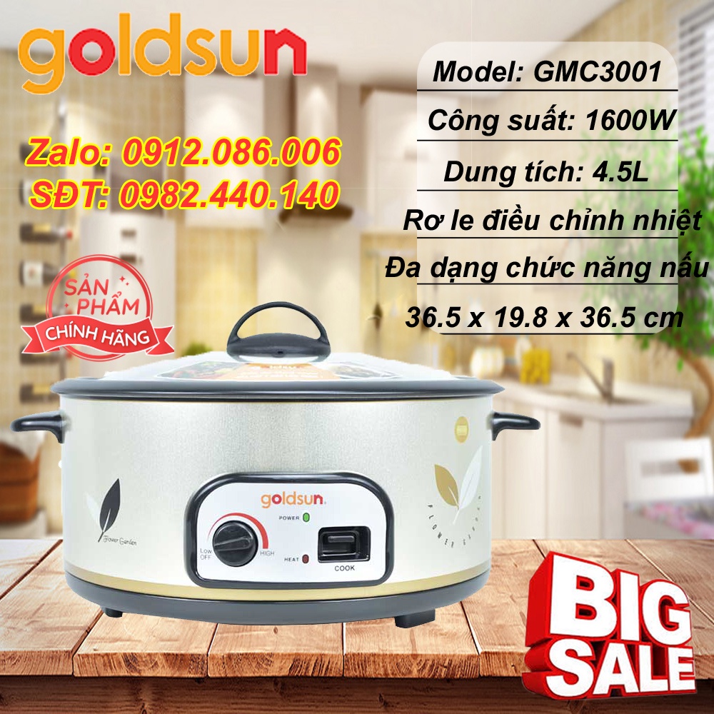 Nồi lẩu điện Goldsun GMC3001 - 1600W - 4.5L (Hàng chính hãng)