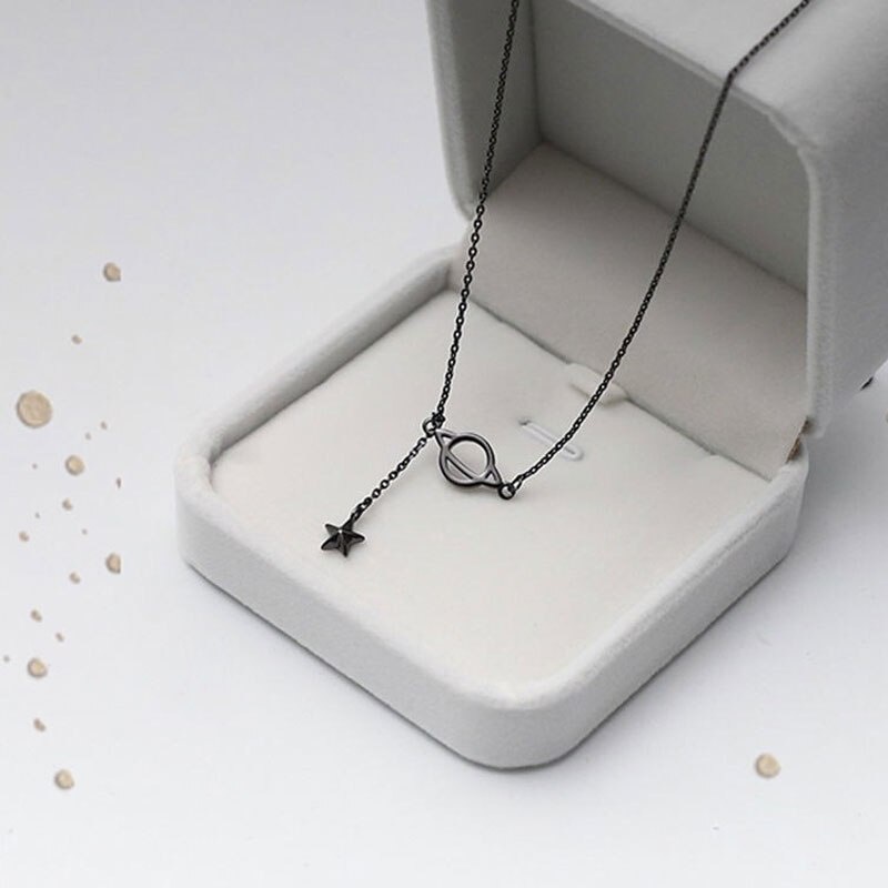 Vòng cổ Mặt Ngôi Sao Màu Đen Đơn Giản Phong Cách Hàn Quốc