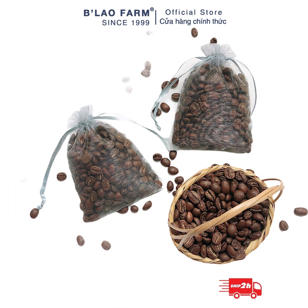 Túi thơm treo xe ô tô B'LAO FARM túi thơm cà phê rang mộc nguyên chất 100% tự nhiên, an toàn sức khỏe T1