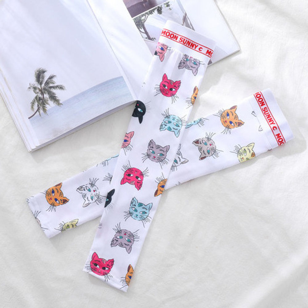 Găng Tay Chống Nắng Hở Ngón In Hình Dễ Thương Cho Nữ