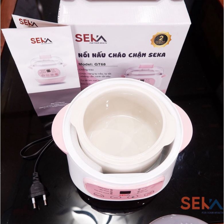 Nồi Nấu Cháo Chậm SEKA, Nồi Ninh, Hầm, Hấp Cách Thủy 4 in 1, Nồi Đa Năng cho gia đình bảo hành 1 năm
