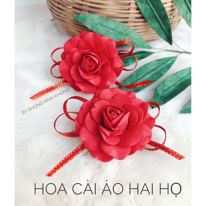 Hoa cài áo hai họ - Hoa cài đám cưới nhà gái và nhà trai - Hàng thủ công