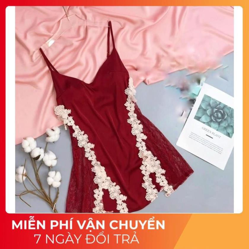 Đồ Ngủ Sexy, Váy Ngủ Sexy Nữ Hai Dây Xẻ Đùi Phối Ren Chữ Y Chất Satin Cao Cấp Dưới 65Kg | BigBuy360 - bigbuy360.vn