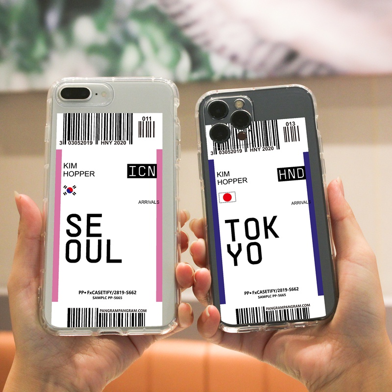 Ins Tide Boarding Pass SEOUL TOKYO MONTREAL Transparent Soft TPU Case for Iphone 11 Pro Max XR Xs Max 8 7 Plus