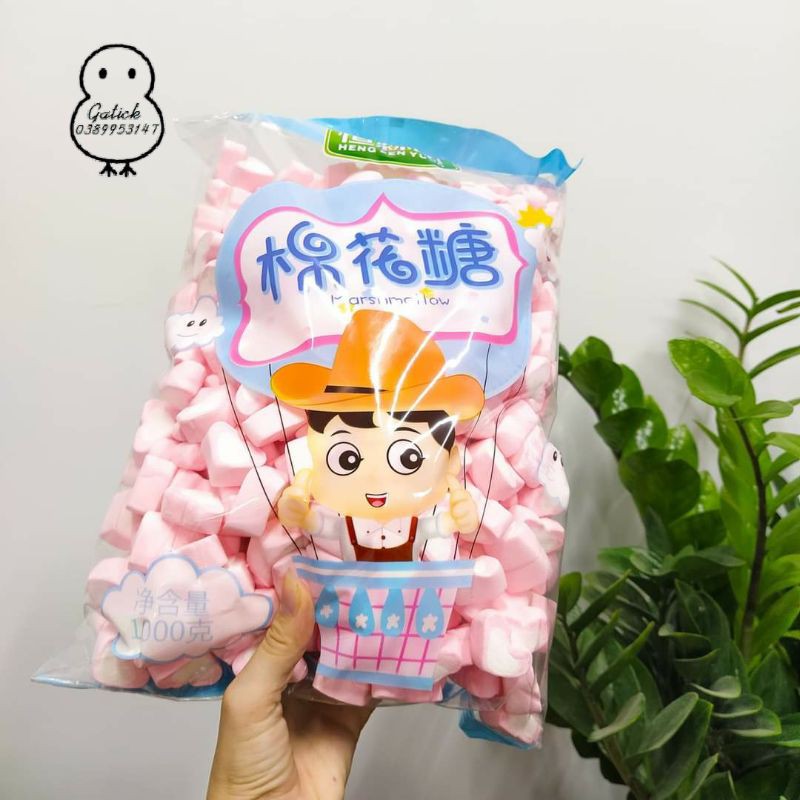 Kẹo dẻo xốp Marshmallow trang trí bánh kem (Bịch 1kg) - Loại đẹp, kẹo bông gòn