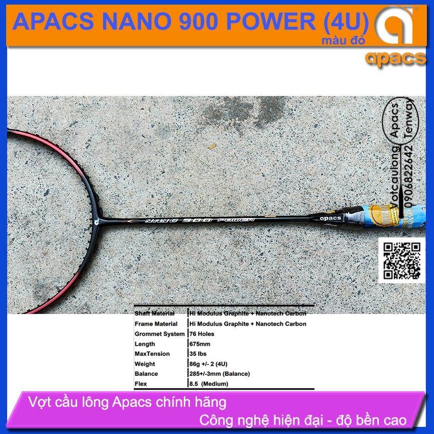Vợt cầu lông Apacs Nano 900 Power (red) - 4U - vợt đánh phong trào rất tốt