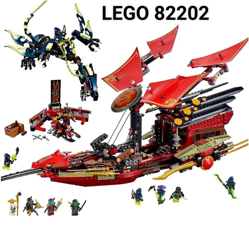 Lego 70738-Leji 82202(Xếp Hình Ninjago Siêu Tàu Chiến Détiny’s Bounty 989 mảnh)