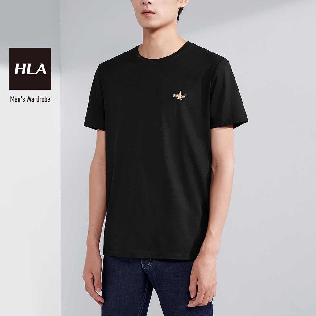 HLA - Áo Thun Nam Ngắn Tay Pure Color Round Neck Pullover Short Sleeve T-Shirt