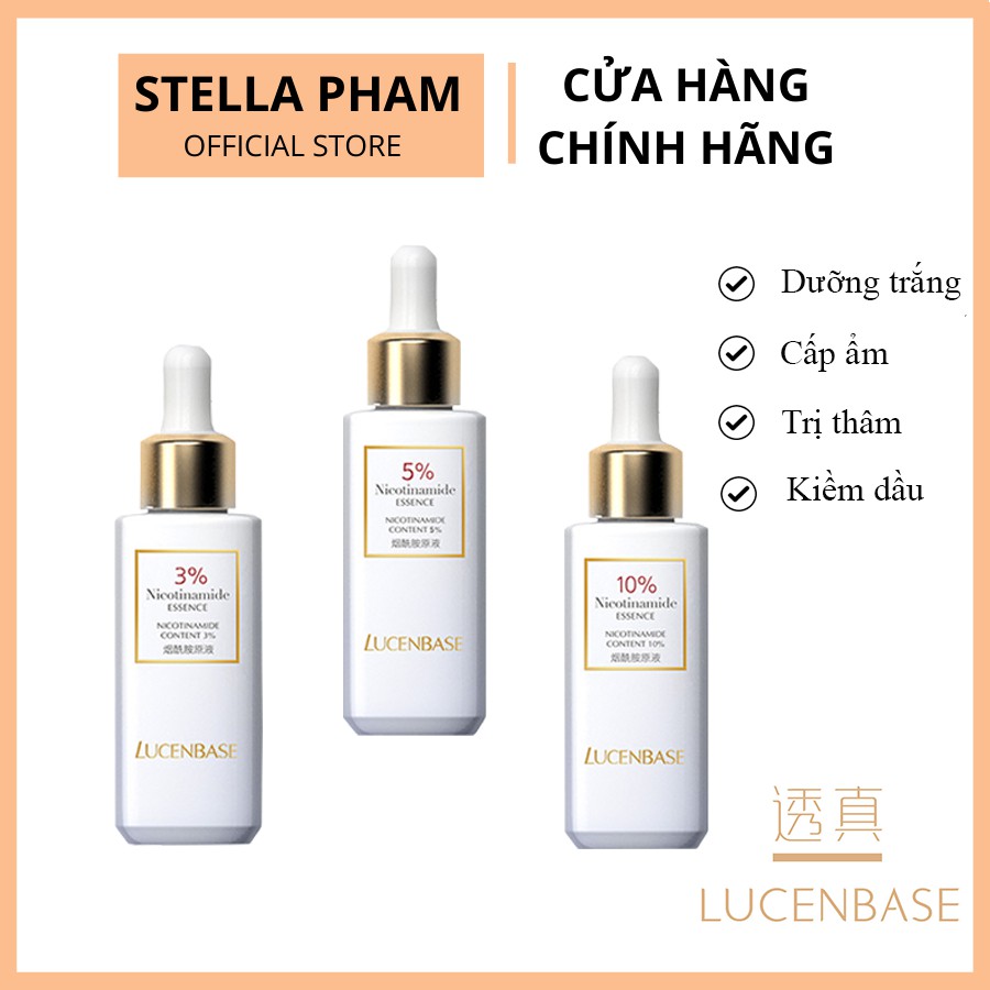 LUCENBASE | Tinh Chất Nicotinamide Lucenbase Essence 3% 5% 10% phục hồi trắng da trẻ hóa da se lỗ chân lông cân bằng da