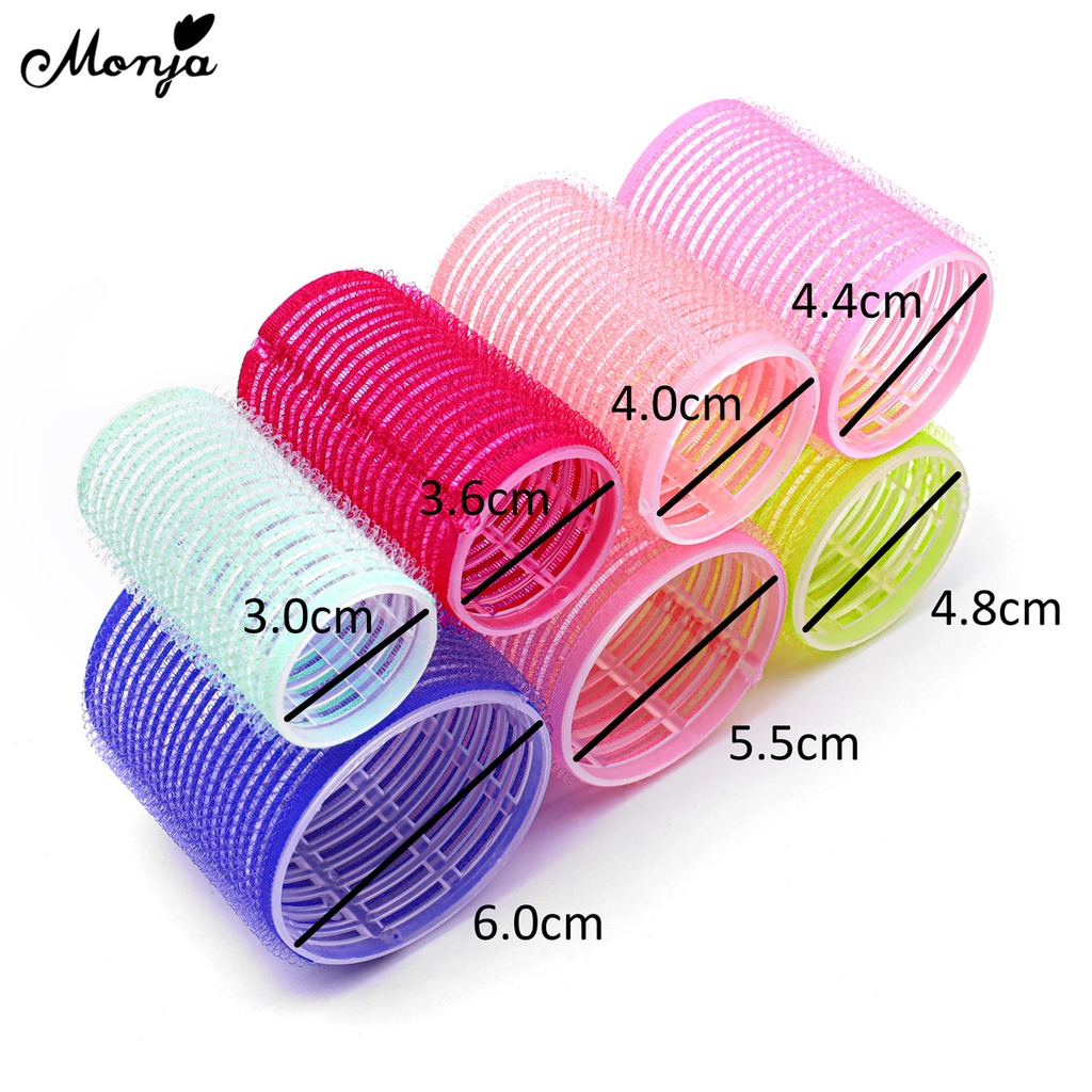 MONJA Set 6 Lô Uốn Tóc Xoăn Tự Dính Nhiều Kích Cỡ Tiện Dụng Cho Salon Làm Tóc