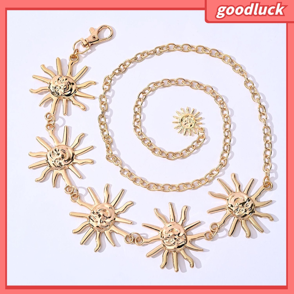 &lt; Golu &gt; Dây Xích Đeo Thắt Lưng Bằng Thép Không Gỉ Mặt Hoa Cười Phong Cách Punk Đơn Giản Cá Tính Trang Trí Tiệc Tùng Dành Cho Nữ