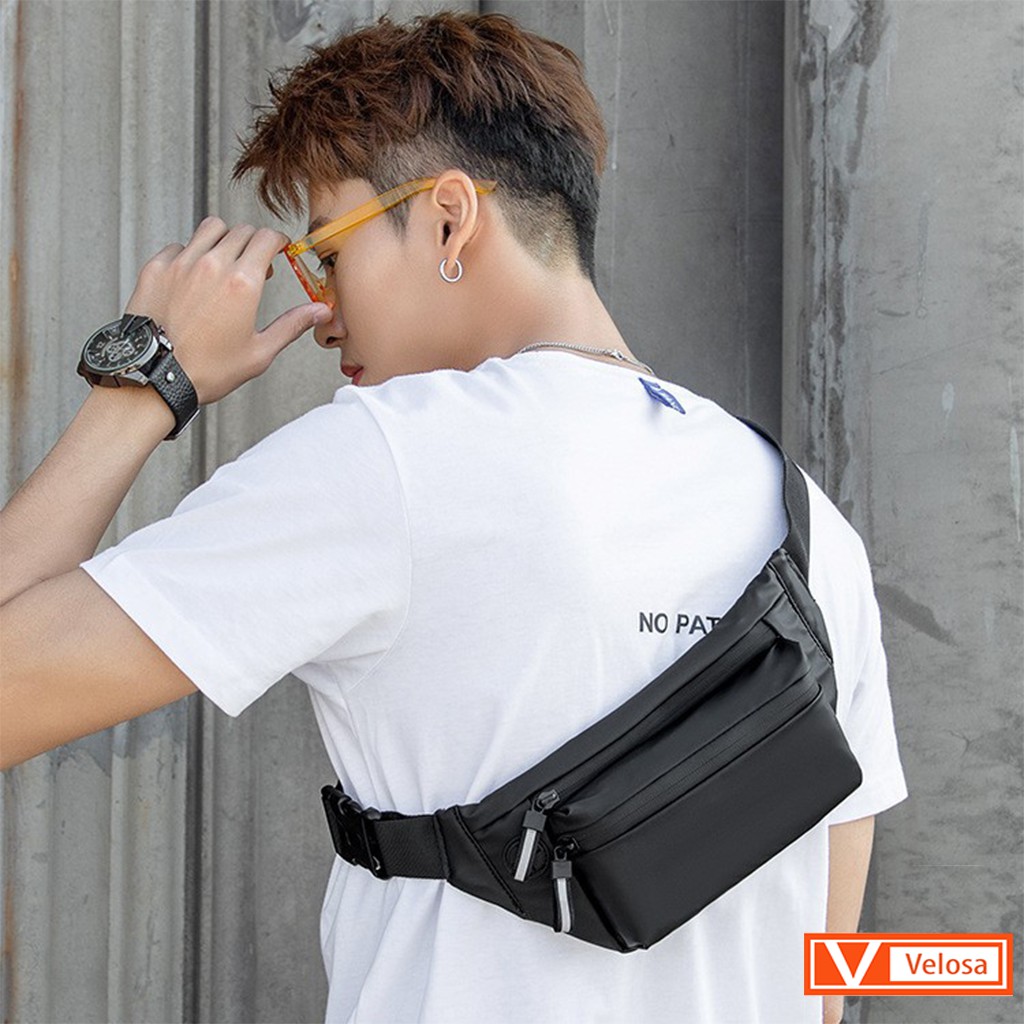 Túi Đeo Chéo Nam Nữ Unisex Thời Trang Chống Nước Vải Đen Túi Bao Tử Trượt Nước Đeo Hông Lưng Bụng Basic | BigBuy360 - bigbuy360.vn