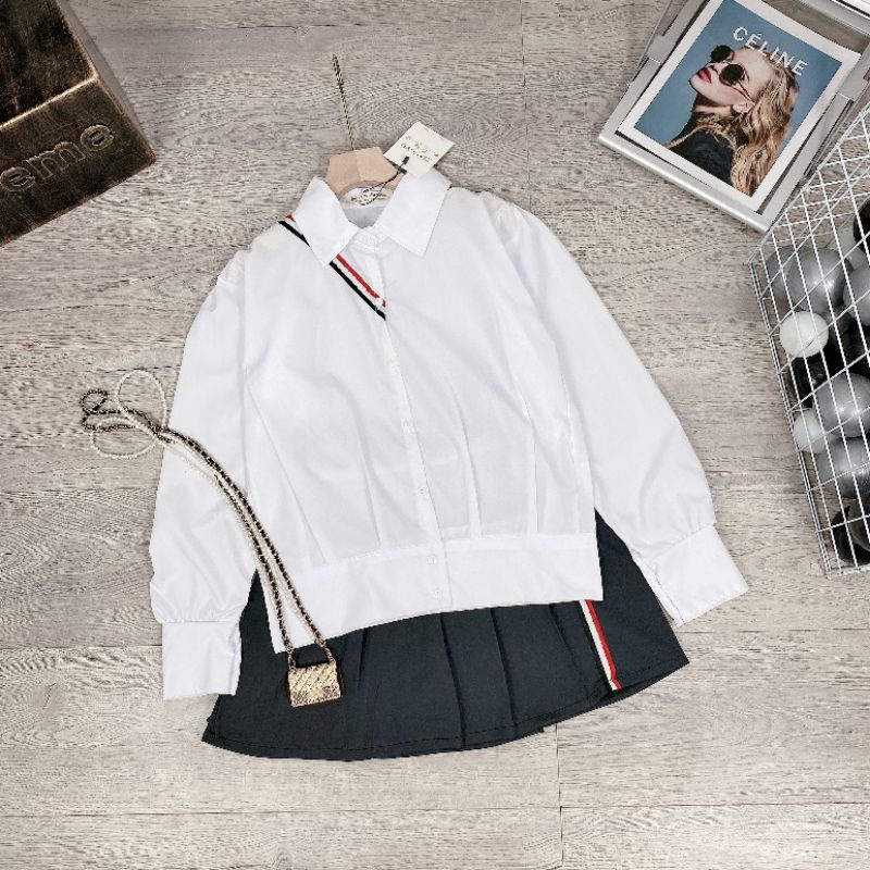 Chân váy xếp ly mix áo sơ mix siêu đẹp _JZ5TA