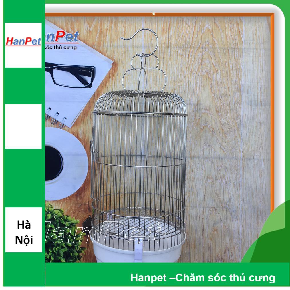 HN-Lồng Chòe Cao Chất liệu 100% inox không gỉ sét (Hanpet long chim inox) tặng áo lồng và máng ăn/