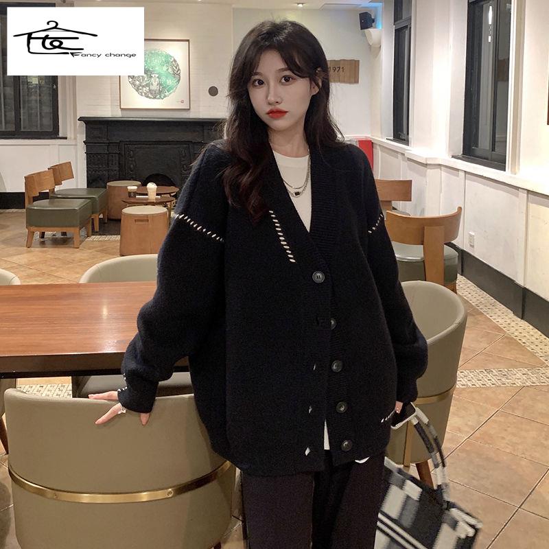 Hàng Có Sẵn Bán Chạy~Áo Khoác Cardigan Dệt Kim Dáng Rộng Phong Cách Mùa Thu Kiểu Mới Thời Trang Dành Cho Bạn Nữ 2022