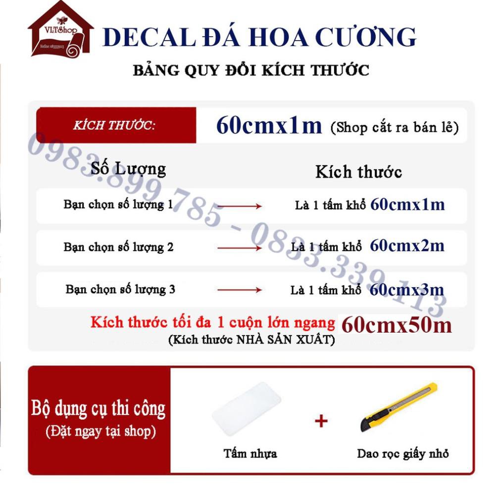 Giấy dán tường giả đá hoa cương màu trắng, có sẵn keo khổ 1.2m