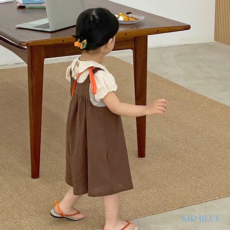 Jumpsuit Phối Nút Thời Trang Mùa Hè Nhật Hàn Dễ Thương Dành Cho Bé Gái