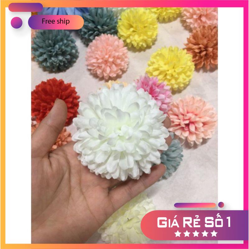 Đầu bông cúc xù_cúc bing bong 7cm_hoa giả, hoa lụa
