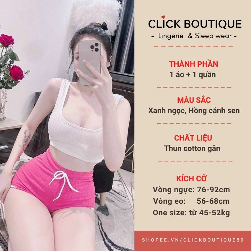 Bộ Mặc Nhà Nữ Thun Cotton Gân Freesize 43-53kg Click Boutique CB175 | BigBuy360 - bigbuy360.vn