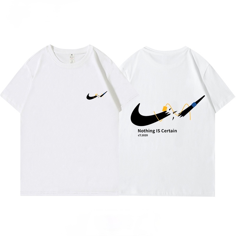 Áo Thun Tay Ngắn Cổ Tròn Dáng Rộng Chất Liệu Cotton Phong Cách Hàn Quốc Cho Cặp Đôi