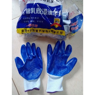 12 đôi găng tay sơn xanh lao động