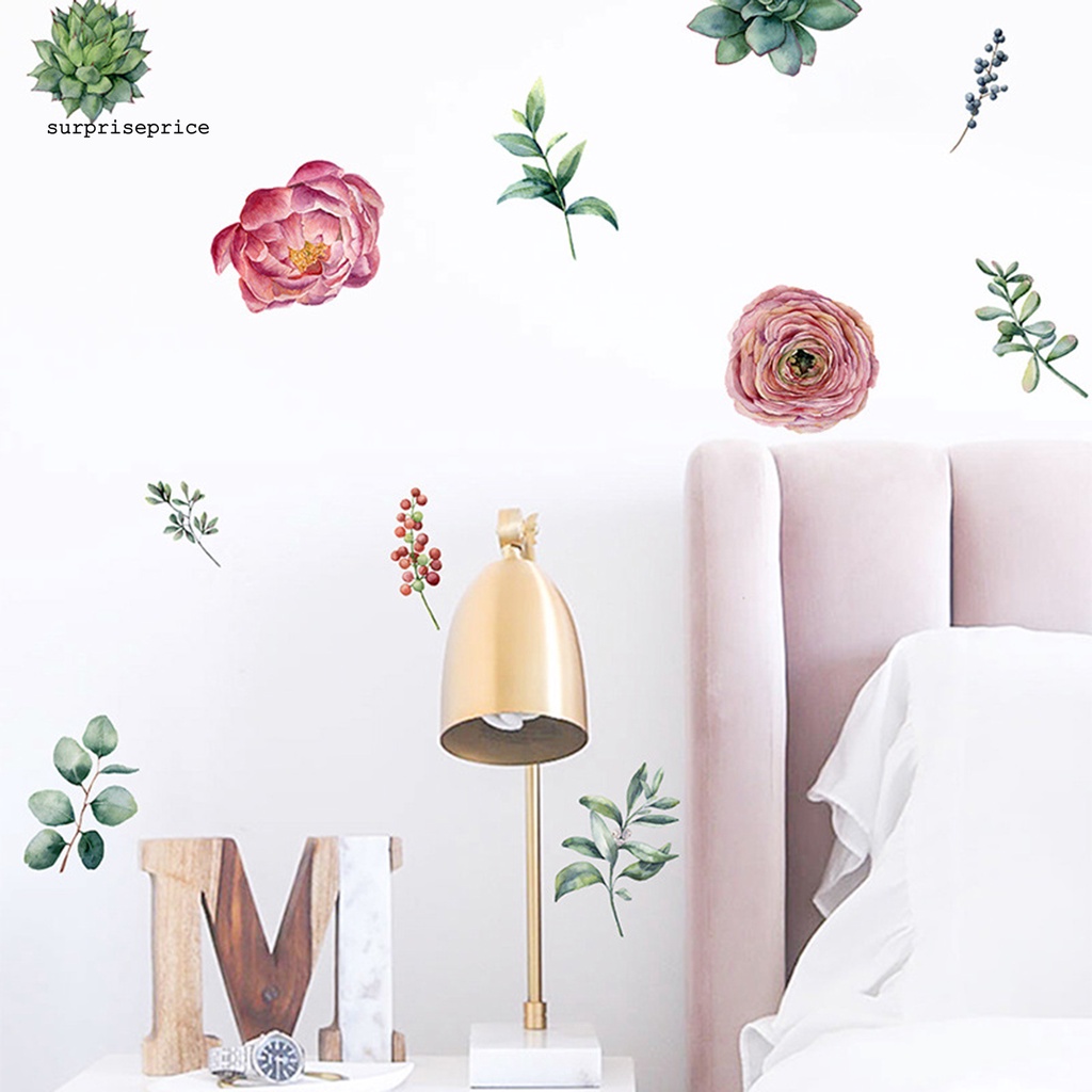 Decal dán tường Họa Tiết Hoa Mẫu Đơn Bằng PVC Trang Trí Phòng Ngủ