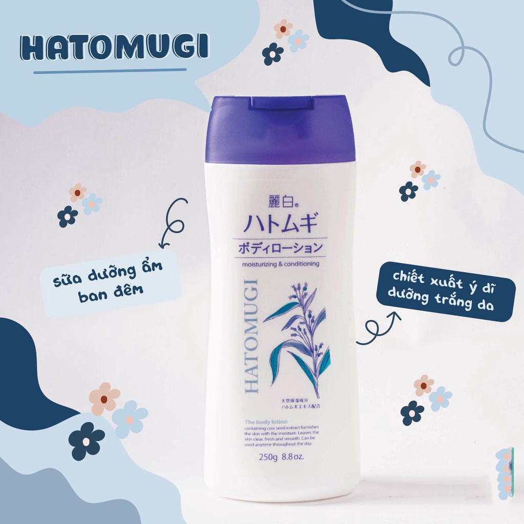 Sữa Dưỡng Thể Trắng Da Ban Đêm HATOMUGI Nhật Bản 400ml &amp; 250 ml- Hecca Cosmetics &amp; Beauty