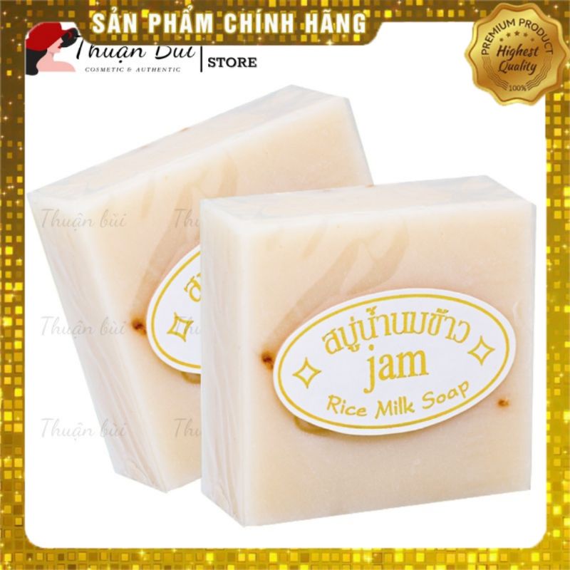 Xà Phòng Cám Gạo Thái Lan, Xà Phòng Tắm Trắng Da Jam Rice Milk Soap Bánh Vuông 65Gr