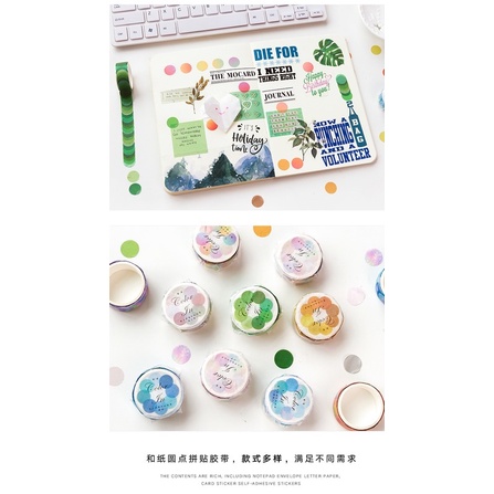 Set 100 Miếng Dán Giấy Ghi Chú Họa Tiết Chấm Bi Dễ Thương Dùng Trang Trí