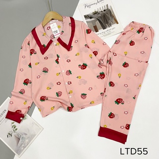 Bộ Pijama ngủ lụa mango cổ sen tay dài có size