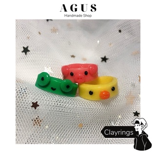 Nhẫn đất sét handmade hình con vật dễ thương nhiều màu sắc - Clayrings handmade dễ thương