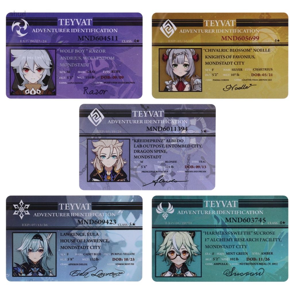 Thẻ ID nhân vật anime Genshin Impact bằng PVC