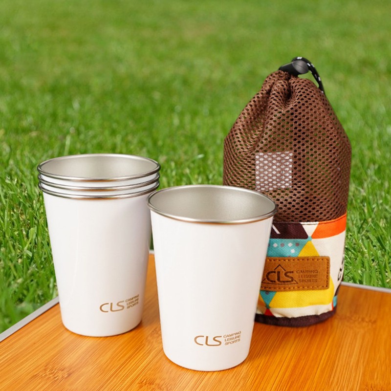 Set 4 cốc thép không gỉ 350ml an toàn tiện dụng khi đi dã ngoại