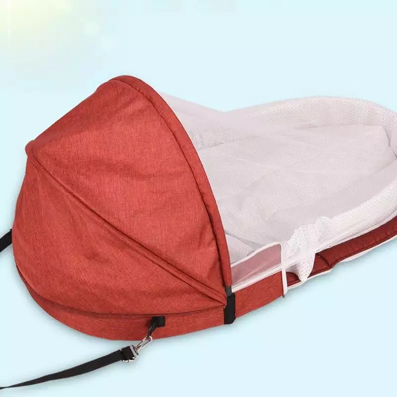 Nôi di động cho bé có thể gấp lại, giỏ ngủ lưới du lịch chống nắng chống muỗi thoáng khí kèm đồ chơi cho trẻ sơ si-zali
