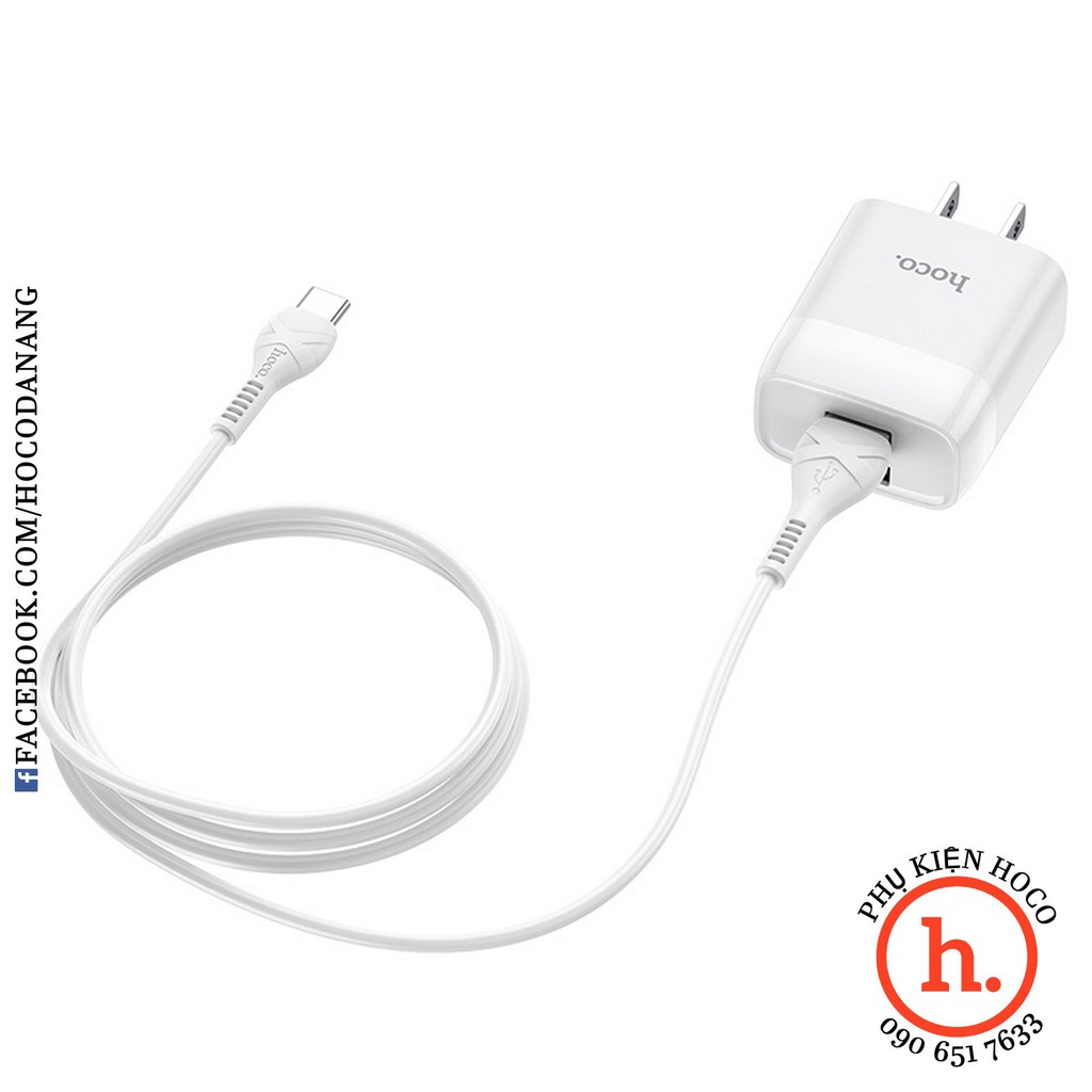 Bộ sạc nhanh  hoco c72 18w qc3 c73 kèm cáp 2 cổng usb lightning iphone micro usb type-c 1m đen trắng [phụ kiện hoco