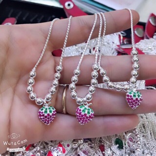 Dây chuyền bạc hình quả dâu Tây cho bé