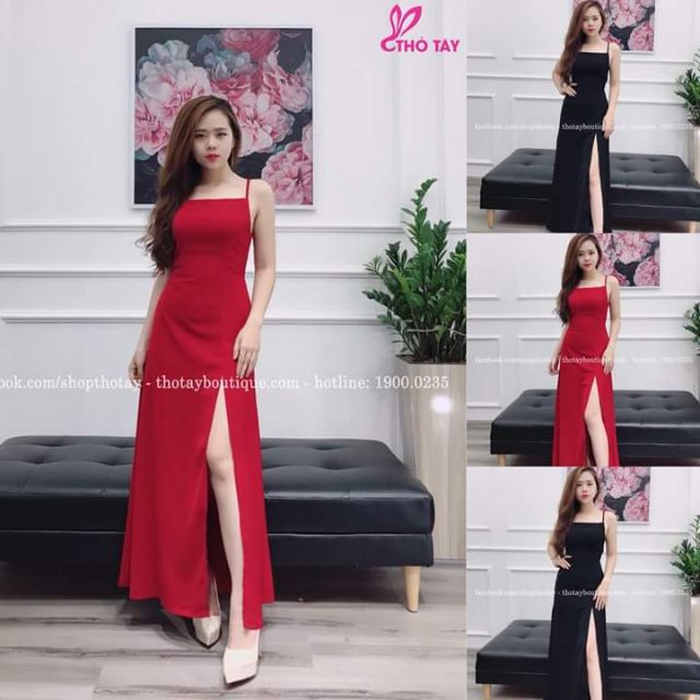 Đầm maxi xẻ 2 dây