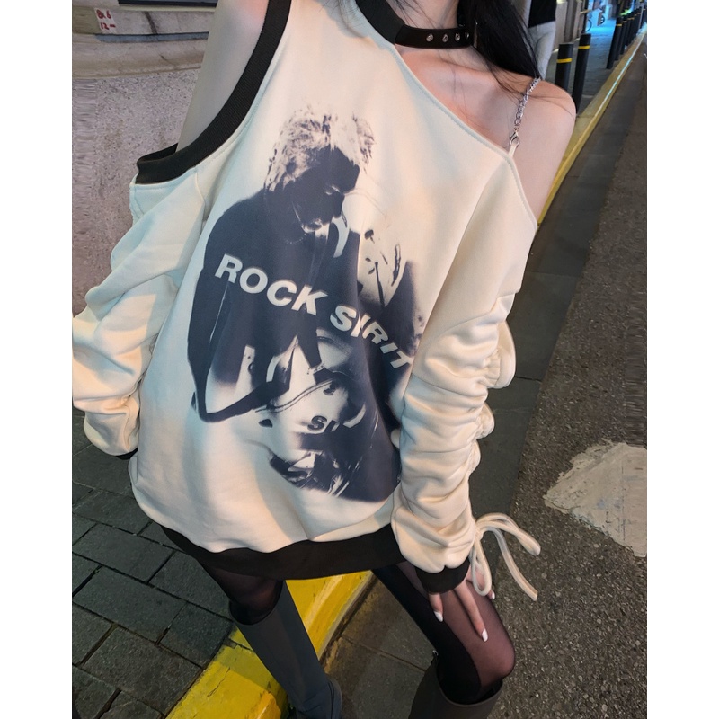 IELGY Áo sweater dáng rộng thời trang sành điệu cho nữ