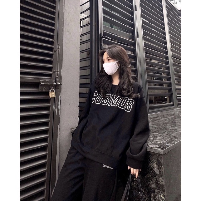 Set Nỉ Cosmos L.Y Store Unisex [FREESHIP]  Bộ đồ quần ống boom áo dài tay hoodie form rộng nam nữ Ulzzang