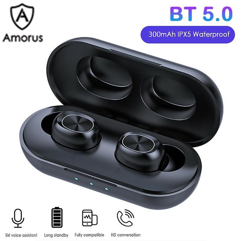 Tai Nghe Đôi Nhét Tai Không Dây Bluetooth 5.0 TWS Mini Amorus Thiết Kế Cảm Ứng Chất Lượng Cao