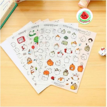 Set 6 sticker thỏ Molang - Sticker dán hình siêu siêu dễ thương 🍉Duashop🍉