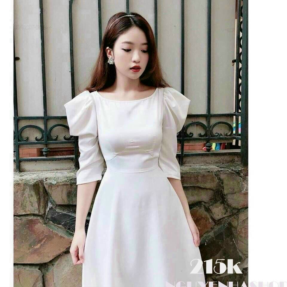 Đầm dự tiệc tay nhún phồng 40-52kg