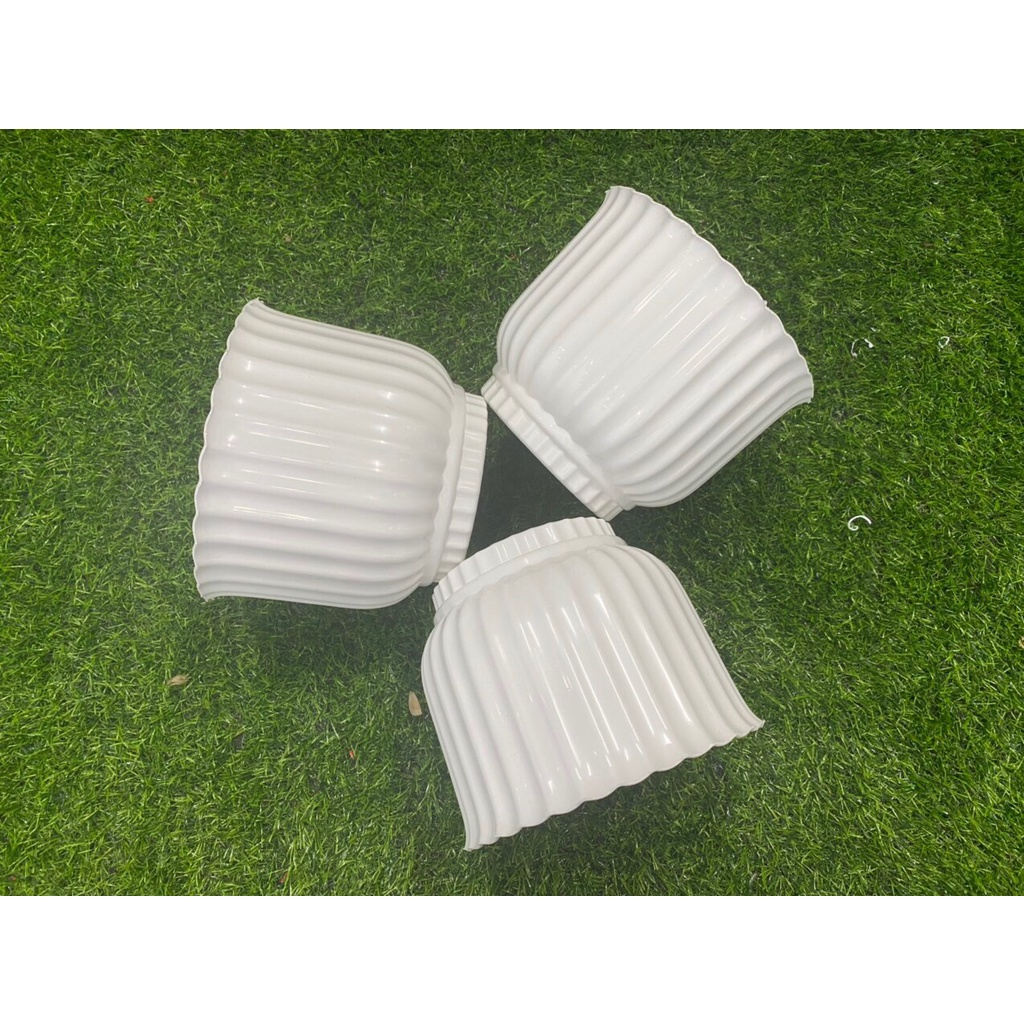 Chậu Nhựa Để Bàn, Chậu Sọc Tròn kt 14cm-17cmTrồng Cây Hoa Kiểng