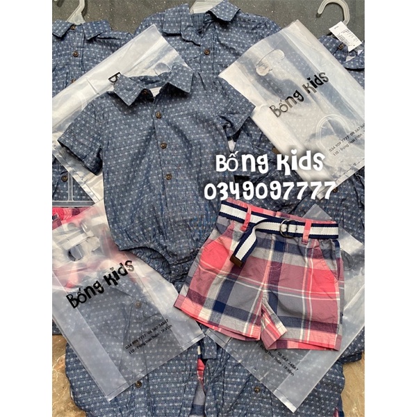 Bộ Bodysuit Bé Trai Denim Kèm Belt Place