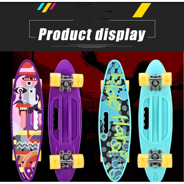 Ván Trượt Thể Thao Skateboard Penny Nhiều Màu Có Bánh Đèn Led Phát Sáng Cơ Bản và Chuyên Nghiệp