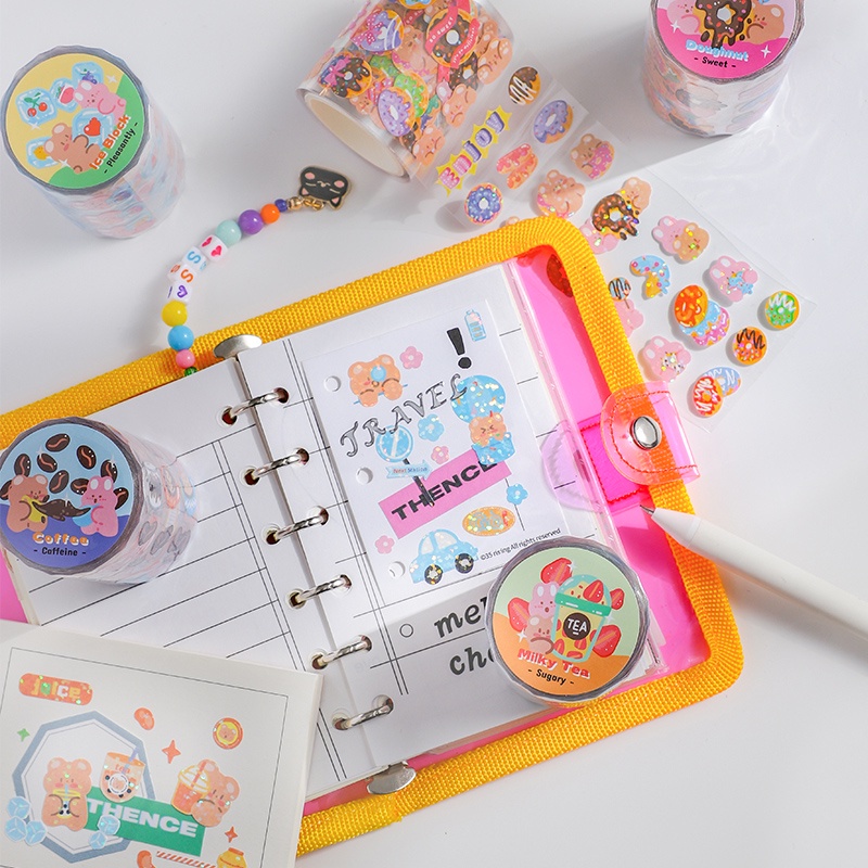 Cuộn băng keo hình gấu dễ thương dùng trang trí sổ tay